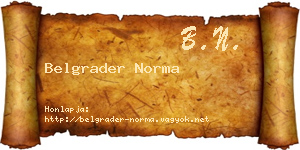 Belgrader Norma névjegykártya